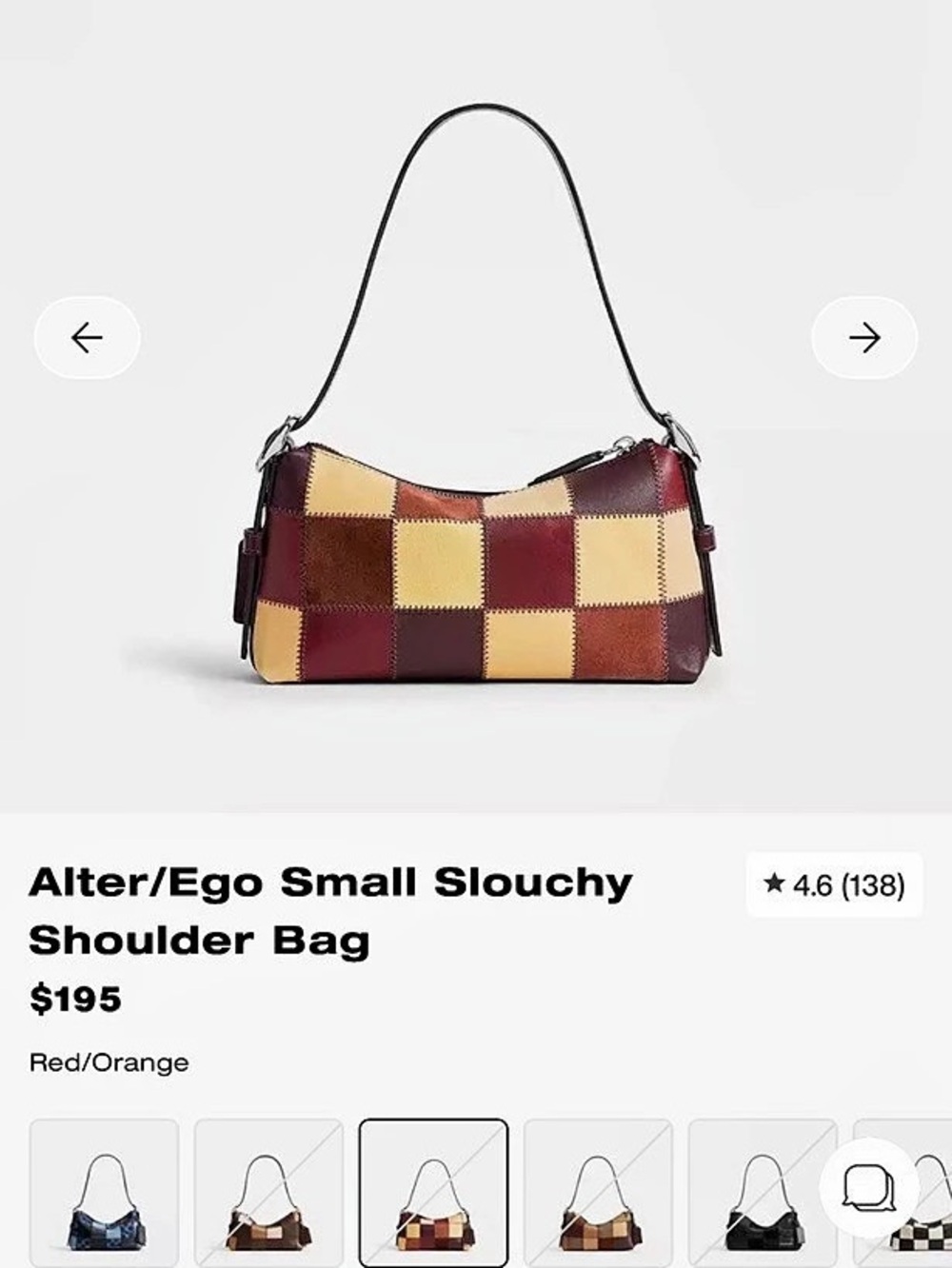 NWT Coachtopia 2026 Coach Alter/Ego Small Slouchy Shoulder Bag Red/Orange